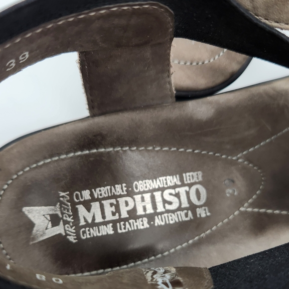 Mephisto Black and Tan Sandals with Adjustable Ankle Straps - Picture 7 of 10